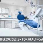 Modern healthcare facility interior with ergonomic furniture and calming colors.