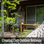 Modern patio with stylish garden furniture and ambient lighting for outdoor comfort