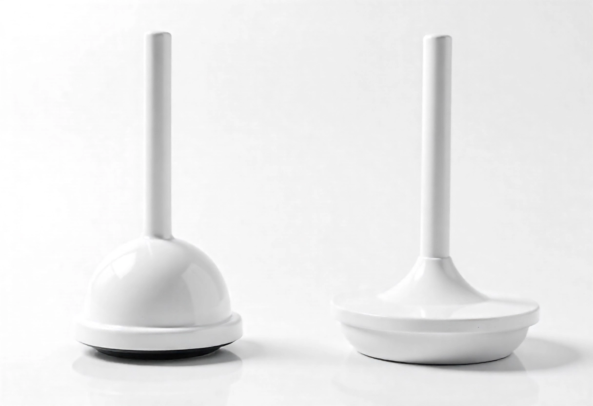 Comparison of toilet plunger with flange versus flat sink plunger cup