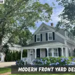 Modern front yard designs with a white house and clean outdoor landscaping