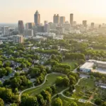 Neatlanta concept showing Atlanta skyline and surrounding neighborhoods