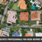 Real estate professionals helping buyers during a property purchase