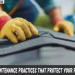 Roof maintenance practices being performed on a residential home roof