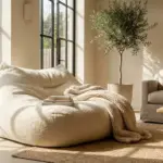 Koshio bean bag chair in modern living room with soft fabric and plush design