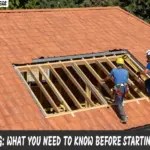 Professional roofing work on a pitched roof with terracotta tiles and converted loft