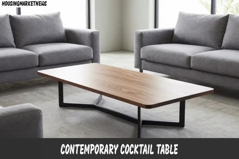 Contemporary cocktail table in walnut wood with black metal legs in modern living room