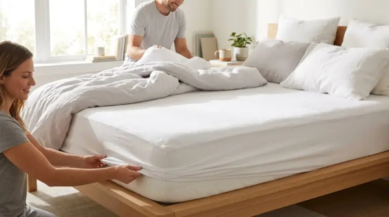 Best Waterproof Mattress Cover: Top Picks and What to Look For in 2026 Waterproof mattress cover being placed on a bed in a modern bedroom.