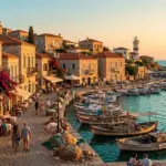 Coastal town of Merfez with sea views and traditional stone architecture.