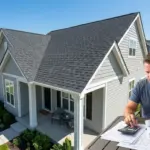 Homeowner reviewing roofing financing options.