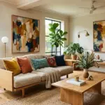 Decorating PushYourDesign inspired living room with bold colors, layered textures, and personalized décor