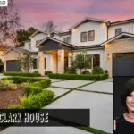 Marcia Clark luxury home front view with landscaped driveway