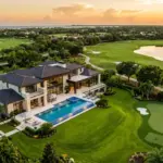 Rory McIlroy house aerial view showing infinity pool and putting green Florida