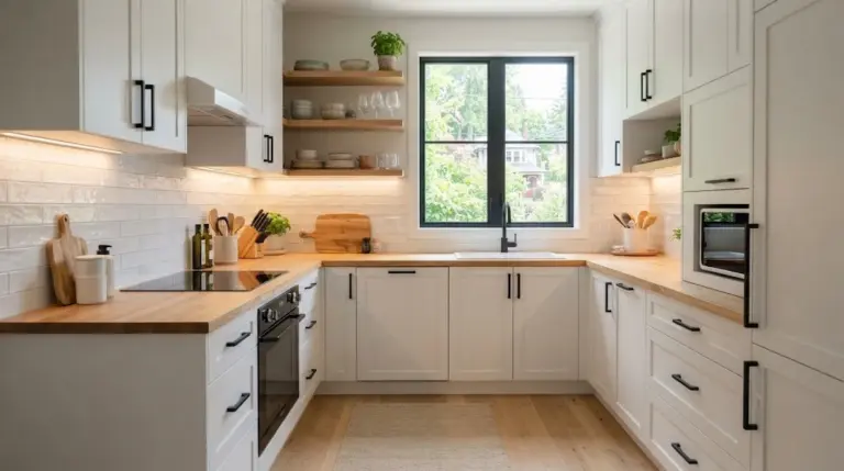Modern compact kitchen with smart storage and space-saving layout