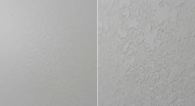 Orange peel vs knockdown drywall texture close-up comparison on interior wall surfaces.